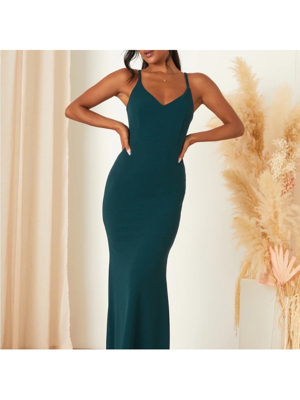 NWT Lulus elegant emerald green formal mermaid gown